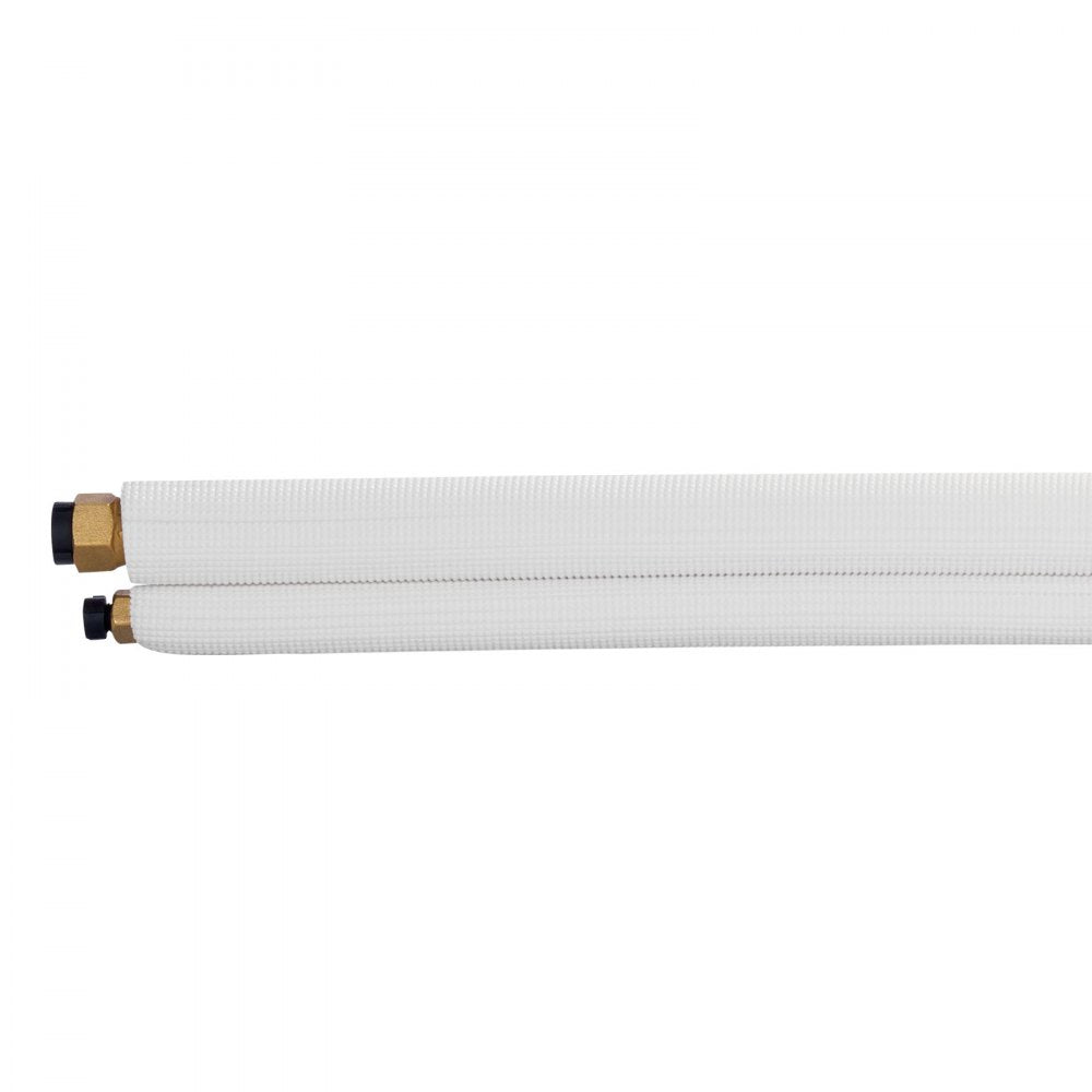 VEVOR 50ft Mini Split Line Set, 1/4” & 3/8” OD AC Copper Tubing Pipe, 3/8 White PE Thickened Insulated Coil with Flared Nuts, Strapping Tapes, for Mini Split Air Conditioner HVAC or Heat Pump System
