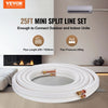 VEVOR 25FT Mini Split Line Set, 1/4" & 1/2" O.D Copper Pipes Tubing and Triple-Layer Insulation, for Mini Split Air Conditioning Refrigerant or Heating Pump Equipment & HVAC with Wrapping Strips.
