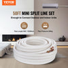 VEVOR 50FT Mini Split Line Set, 1/4" & 3/8" O.D Copper Pipes Tubing and Triple-Layer Insulation, for Mini Split Air Conditioning Refrigerant or Heating Pump Equipment & HVAC with Wrapping Strips.