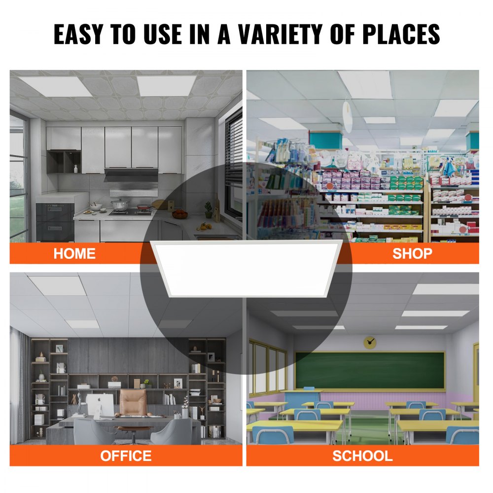VEVOR 1 Pack 2x4 FT LED Flat Panel Light, 6000LM 50W, Surface Mount LED Drop Ceiling Light Fixture with Adjustable Color Temperature 3500K/4000K/5000K, Ultra Thin for Home Off Tested to UL Standards
