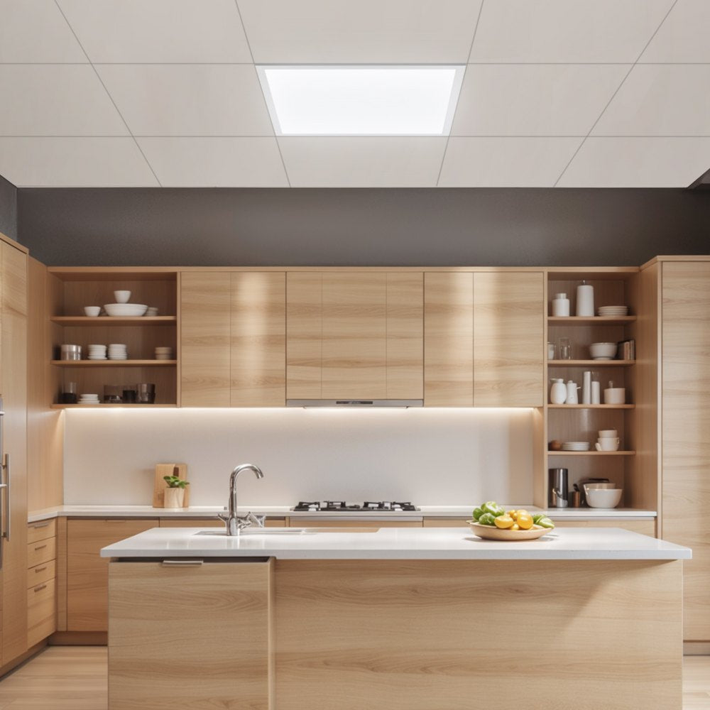 VEVOR 2x2 FT LED Flat Panel Light, 5700 LM, Flush Mount LED Drop Ceiling Lighting Fixture with 3 Color Selectable 3000K/4000K/5000K, 25W/30W/40W, 0-10V Dimmable, Ultra Slim for Home Kitchen, 4 Pack