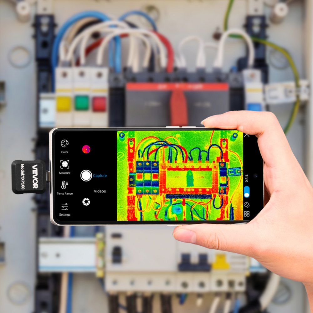 VEVOR Thermal Imaging Camera for Android, 320 x 240 TISR Super Resolution, 25HZ Refresh Rate Infrared Thermal Imager for Smartphone Tablet, 160 x 120 IR Resolution, -4°F to 1022°F & 15 Color Palettes