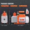 VEVOR 1/3 HP 2 Stage Rotary Vane Vacuum Pump, 5 CFM, 120V Air Conditioning Vacuum Pump, 1/4" SAE Male 3/8" SAE Male 1/2" ACME Male Inlet, for HVAC Repair, Refrigeration Maintenance, Resin Degassing