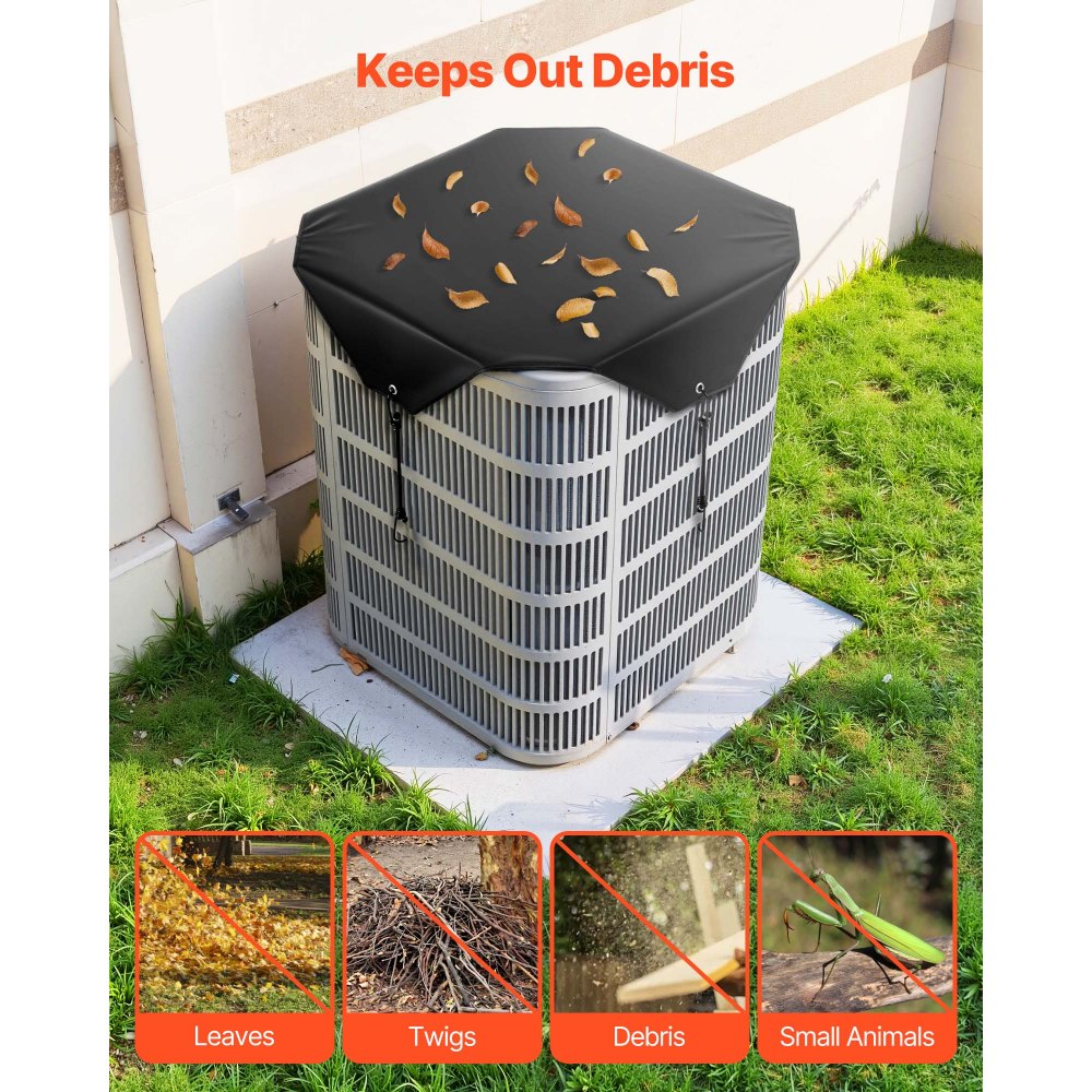VEVOR Air Conditioner Cover for Outside Units, 32 x 32 inch Central AC Cover for Air Conditioning Unit, Top Universal Mesh Defender Rainproof Easy Install for Outdoor Outside All Seasons, Black