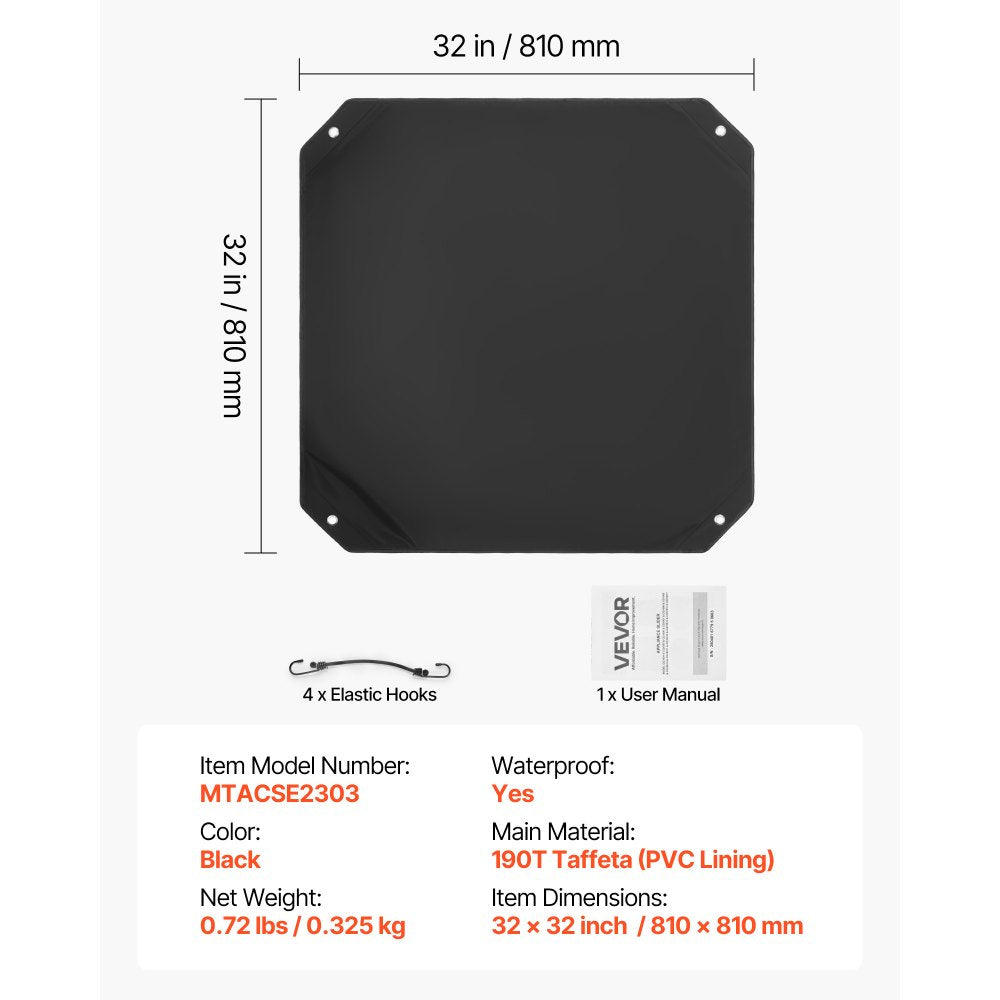 VEVOR Air Conditioner Cover for Outside Units, 32 x 32 inch Central AC Cover for Air Conditioning Unit, Top Universal Mesh Defender Rainproof Easy Install for Outdoor Outside All Seasons, Black