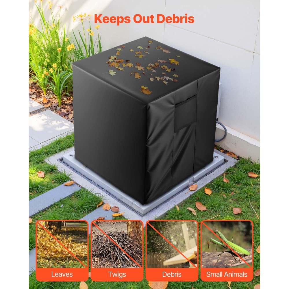 VEVOR Air Conditioner Cover, 38 x 38 x 40 inch Ac Cover for Air Conditioning Unit, Three-Layer, Waterproof Polyester Fabric, Mesh Ventilation, Universal Defender for Outdoor Outside Ac Unit, Black