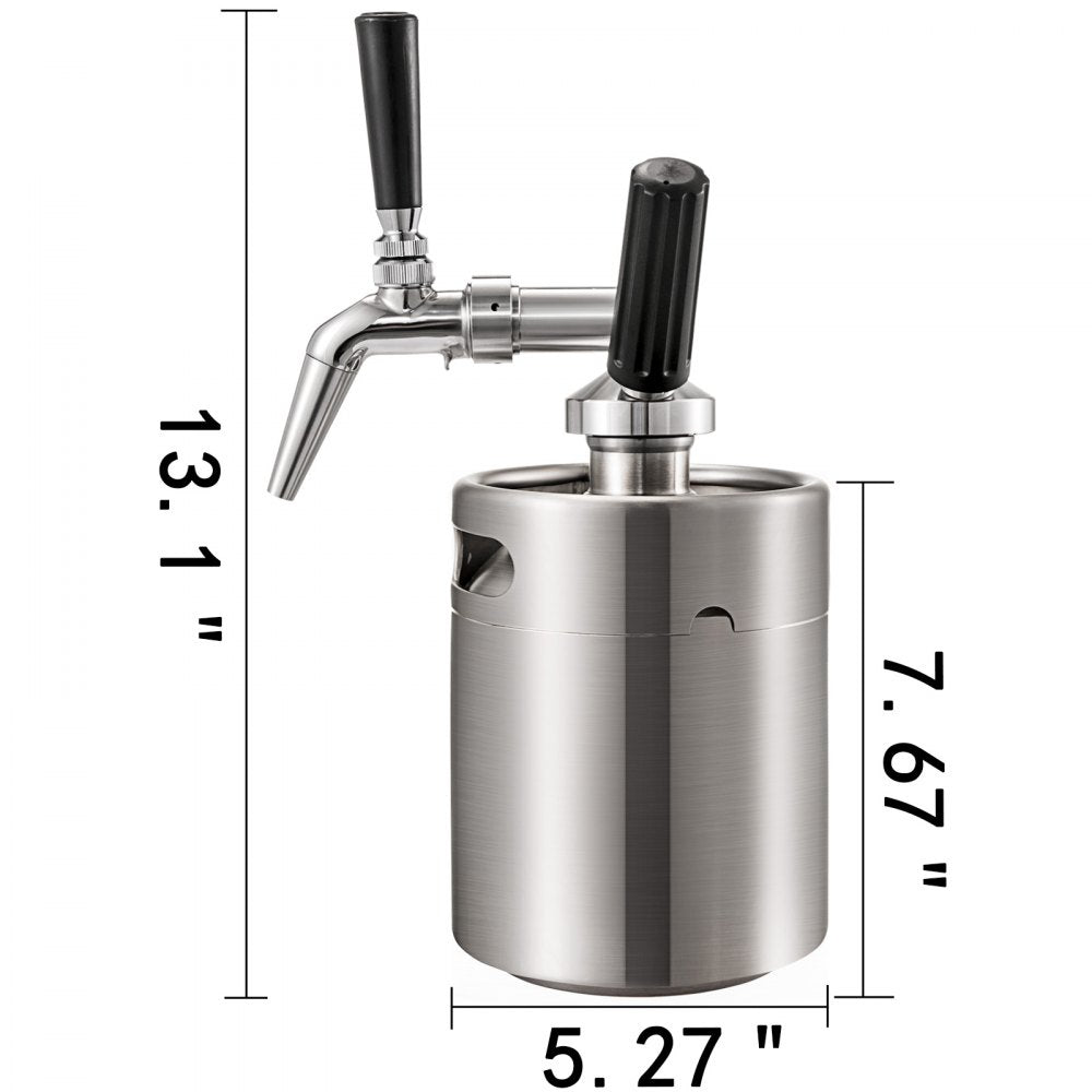 VEVOR Nitro Brew Coffee Maker 67Oz Nitro Coffee Maker 2L Portable Stainless Steel Nitro Cold Brew Coffee Maker Portable Cold Brew Coffee Maker With Brushes Home Keg Kit System