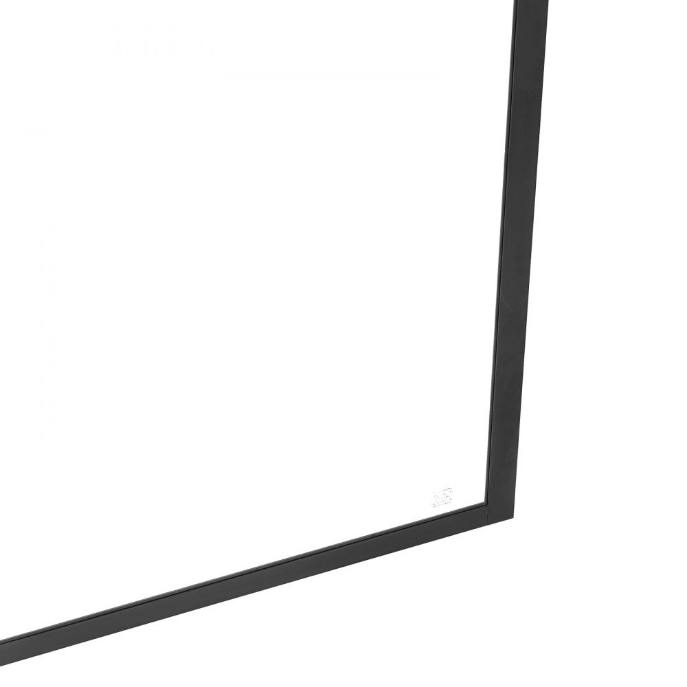 VEVOR Fixed Glass Shower Panel, 34 x 73.6 in Semi-Framed Fixed Shower Screen, 5/16 in Thick Clear Tempered Glass Door with Bottom Seal Strip and Hardware, Easy to Clean, for Bathroom, Matte Black