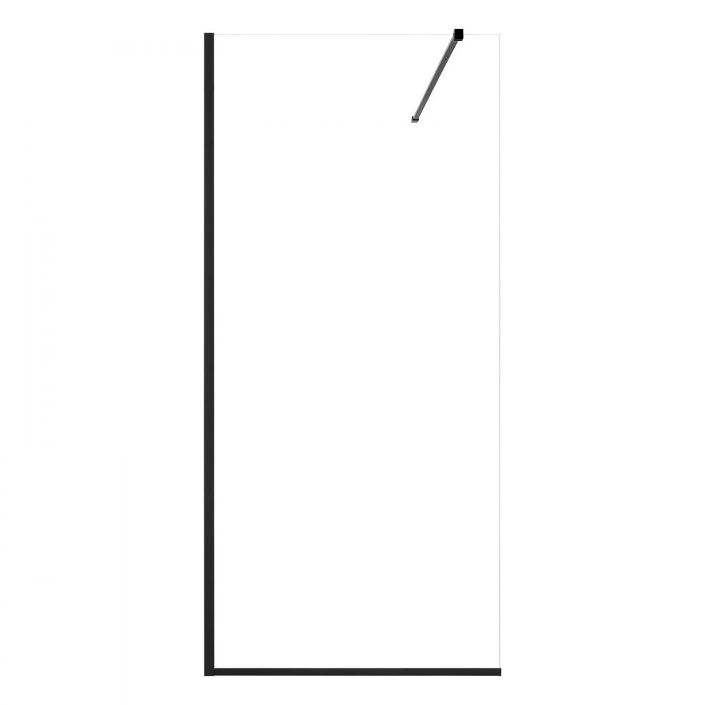VEVOR Fixed Glass Shower Panel, 34 x 73.6 in Semi-Framed Fixed Shower Screen, 5/16 in Thick Clear Tempered Glass Door with Bottom Seal Strip and Hardware, Easy to Clean, for Bathroom, Matte Black