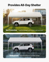 VEVOR 10 x 20 ft carport canopy - angle view 2