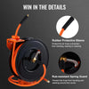 VEVOR Retractable Air Hose Reel, 3/8 IN x 50 FT Hybrid Air Hose Max 300PSI, Air Compressor Hose Reel with 5 In Lead in, Ceiling / Wall Mount Heavy Duty Double Arm Steel Reel