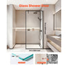 VEVOR Fixed Glass Shower Panel, 34 x 73.6 in Full-Framed Fixed Shower Screen, 5/16 in Thick Clear Tempered Glass Door with Bottom Seal Strip and Hardware, Easy to Clean, for Bathroom, Matte Black