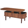 VEVOR 39.4 in Lift Top Coffee Table, Fluted Oval Coffee Table with 3 Hidden Compartment, Mid Century Wooden Oval Center Desk with Storage, Lift Up Tabletop for Home & Office, Easy Assembly, Walnut