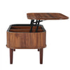 VEVOR 39.4 in Lift Top Coffee Table, Fluted Oval Coffee Table with 3 Hidden Compartment, Mid Century Wooden Oval Center Desk with Storage, Lift Up Tabletop for Home & Office, Easy Assembly, Walnut