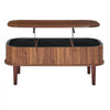 VEVOR 39.4 in Lift Top Coffee Table, Fluted Oval Coffee Table with 3 Hidden Compartment, Mid Century Wooden Oval Center Desk with Storage, Lift Up Tabletop for Home & Office, Easy Assembly, Walnut