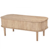 VEVOR 39.4 in Lift Top Coffee Table, Fluted Oval Coffee Table with 3 Hidden Compartment, Mid Century Wooden Oval Center Desk with Storage, Lift Up Tabletop for Home & Office, Easy Assembly, Burlywood