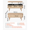 VEVOR 39.4 in Lift Top Coffee Table, Fluted Oval Coffee Table with 3 Hidden Compartment, Mid Century Wooden Oval Center Desk with Storage, Lift Up Tabletop for Home & Office, Easy Assembly, Burlywood