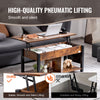 VEVOR Lift Top Coffee Table, 41.7 in Rectangle Coffee Table with Extra Storage Pockets, Pop Up Coffee Table for Living Room, Brown