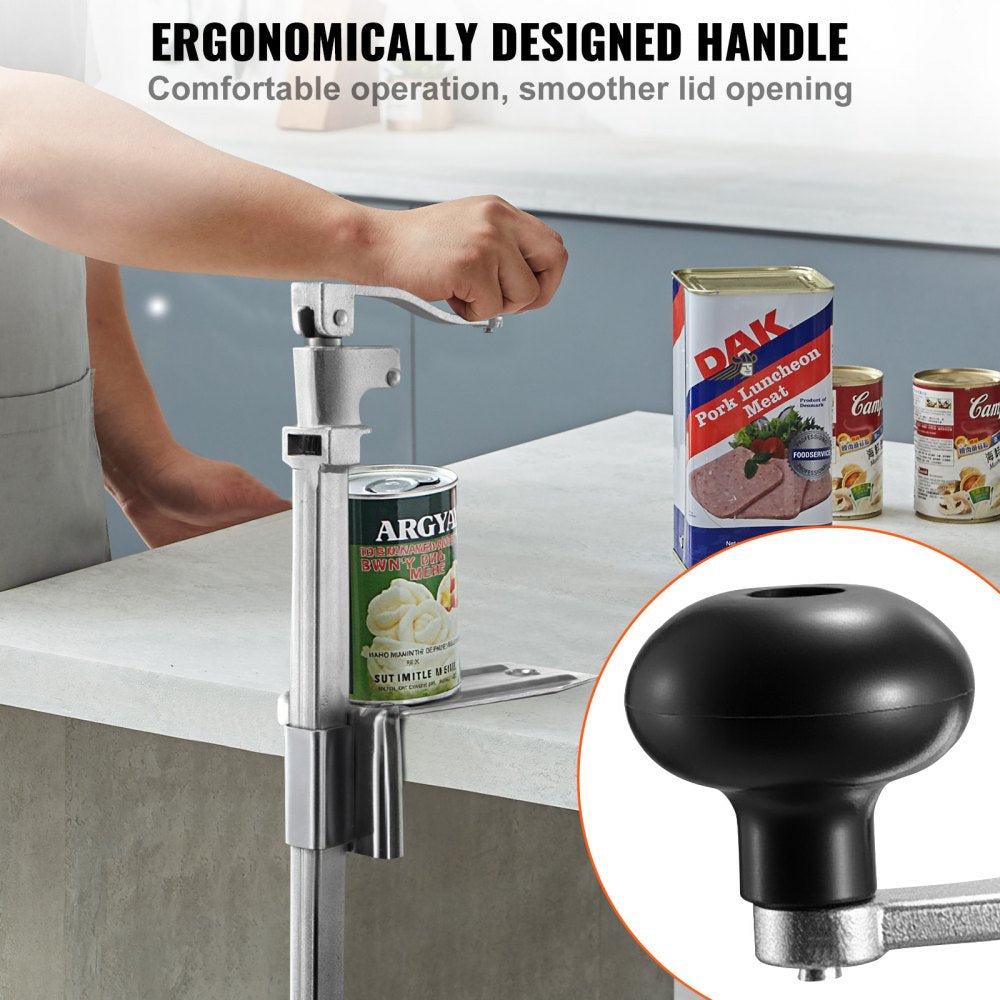 VEVOR Commercial Can Opener, Heavy-Duty Manual Tabletop Cans Opener for Cans Up to 11.8 in Height, Height-Adjustable Professional Can Openers Fixed with Screws, for Restaurant, Hotel, and Food Store