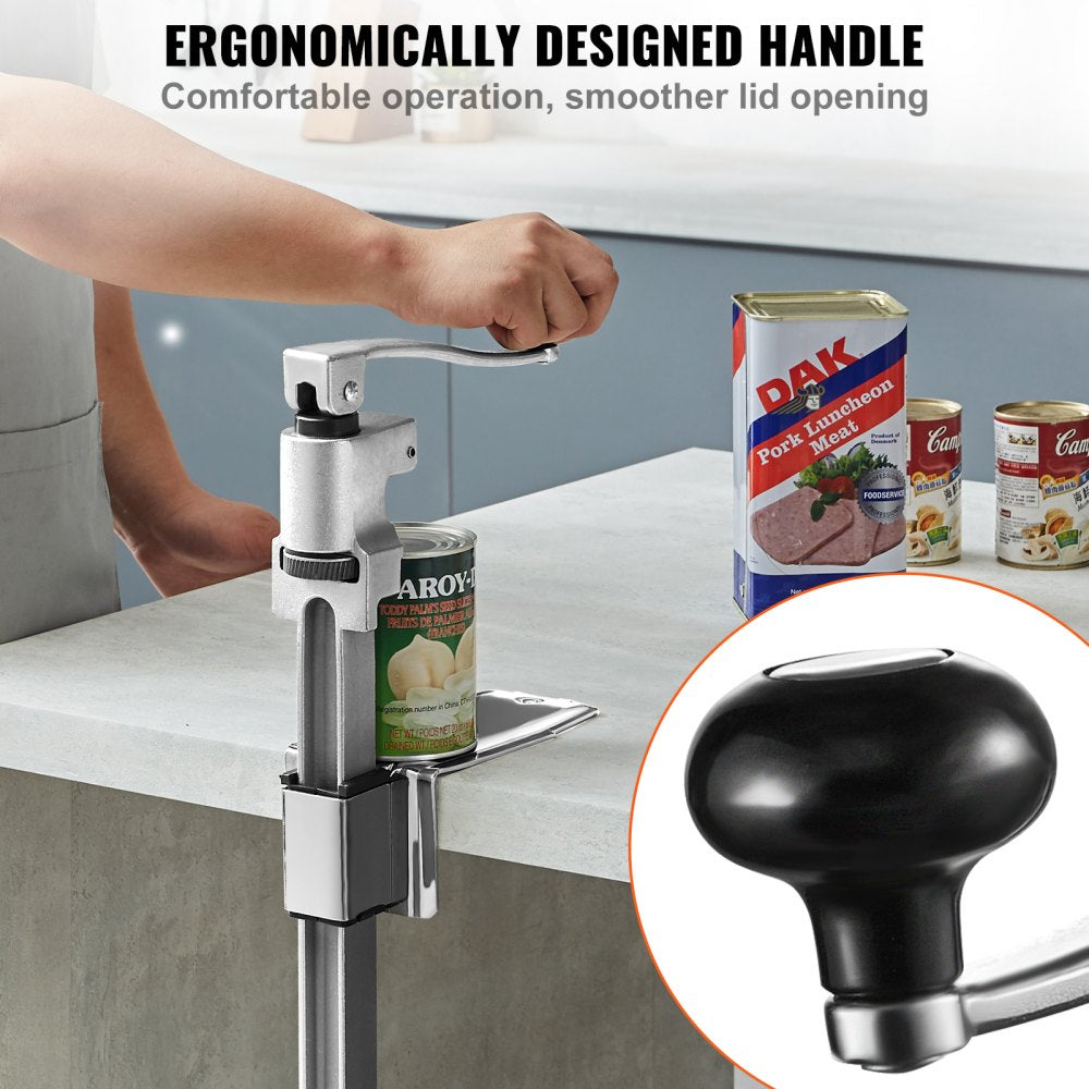 VEVOR Manual Can Opener, Sturdy Tabletop Can Opener for Big Cans, Robust Can Opener with Stand, Height-Adjustable Professional Jar Opener, Suitable for Cans Up to 11.8" in Height, Ideal for Restaur