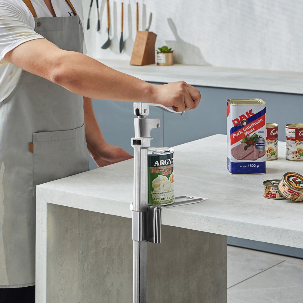 VEVOR Commercial Can Opener, Heavy-Duty Manual Tabletop Cans Opener for Cans Up to 15.75 in Height, Height-Adjustable Professional Can Openers Fixed with Screws, for Restaurant, Hotel, and Food Store