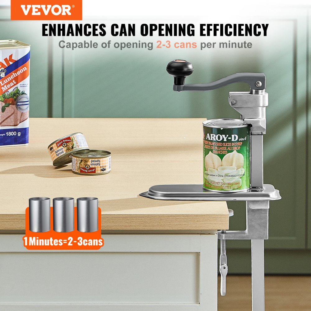 VEVOR Manual Can Opener, Sturdy Table-Mounted Opener for Big Cans, Durable with Stand, Height-Adjustable Professional Bottle Opener, Suitable for Cans Up to 15.7" High, Ideal for Restaurants, Hotel