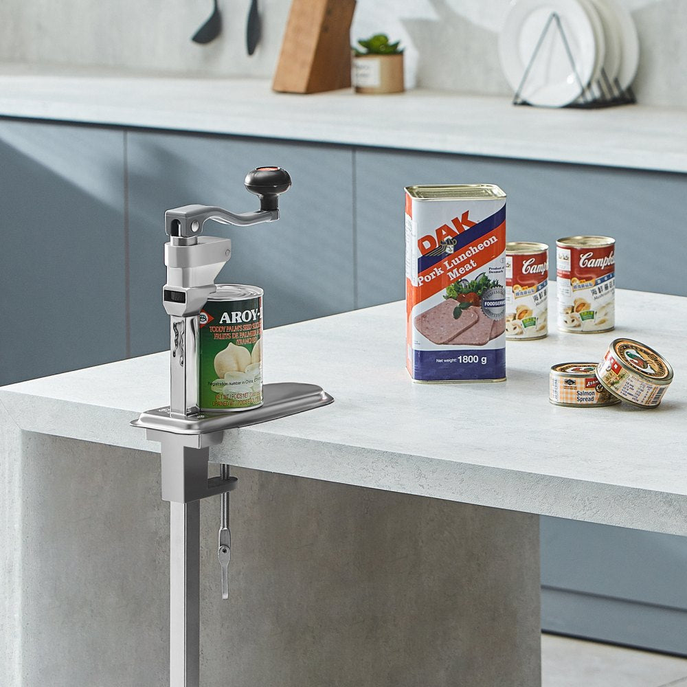 VEVOR Manual Can Opener, Sturdy Table-Mounted Opener for Big Cans, Durable with Stand, Height-Adjustable Professional Bottle Opener, Suitable for Cans Up to 15.7" High, Ideal for Restaurants, Hotel
