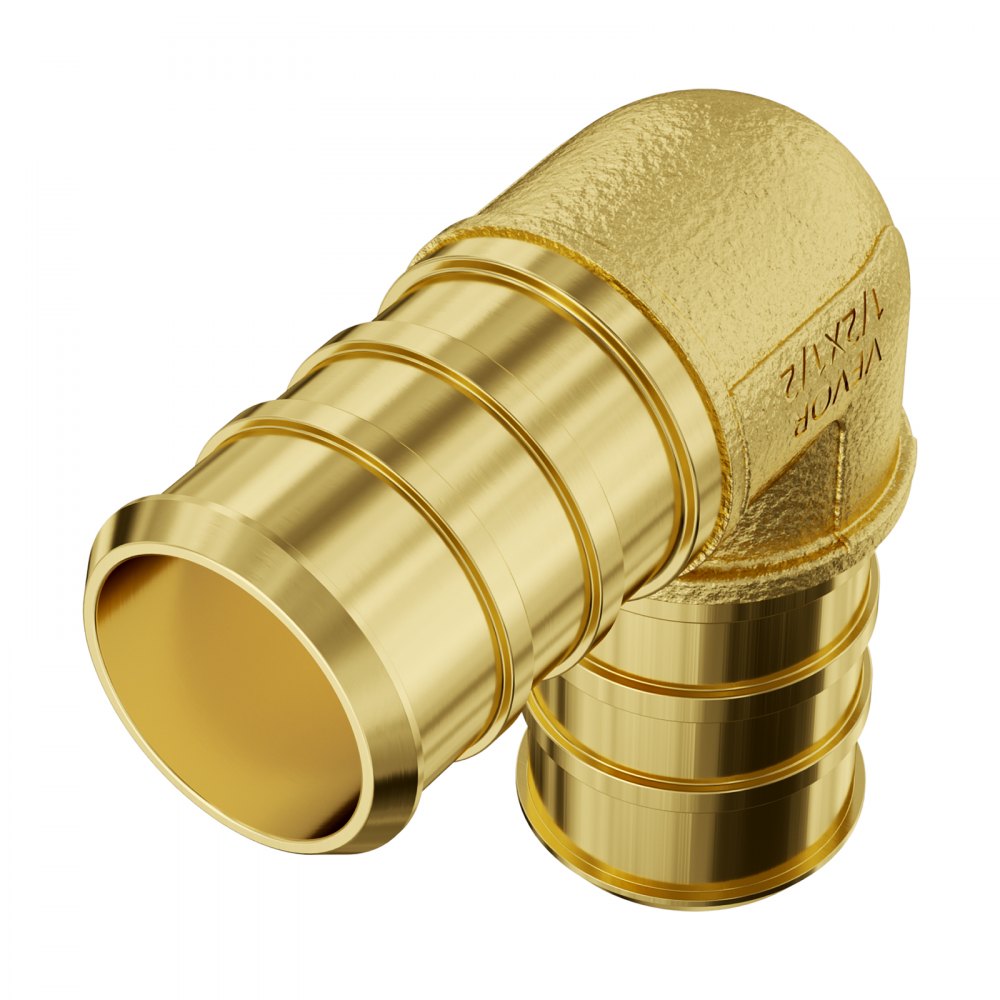 VEVOR Pipe Fittings, 1/2" 45PCS (15xStraight, 15xElbows, 15xTees) Brass Pipe Fittings, Push-Fit Pipe Connector Brass Air Fittings, Plumbing Fittings Adapter for Heating/Shower Systems, Water Pipes