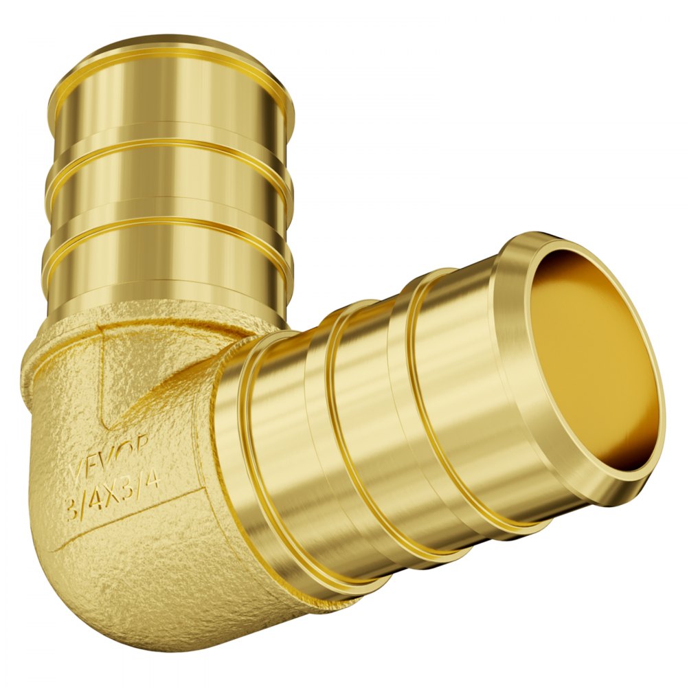 VEVOR Pipe Fittings, 3/4" 50PCS Brass Pipe Fittings, Clamp-style Elbows Pipe Connector Brass Air Fittings, Heavy Duty Plumbing Fittings Tube Adapter for Heating/Shower Systems,Outdoor Water Pipes