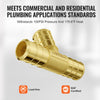 VEVOR Pipe Fittings, 1/2" 50PCS Brass Pipe Fittings, Clamp-style Tee Pipe Connector Brass Air Fittings, Heavy Duty Plumbing Fittings Tube Adapter for Heating/Shower Systems,Outdoor Water Pipes