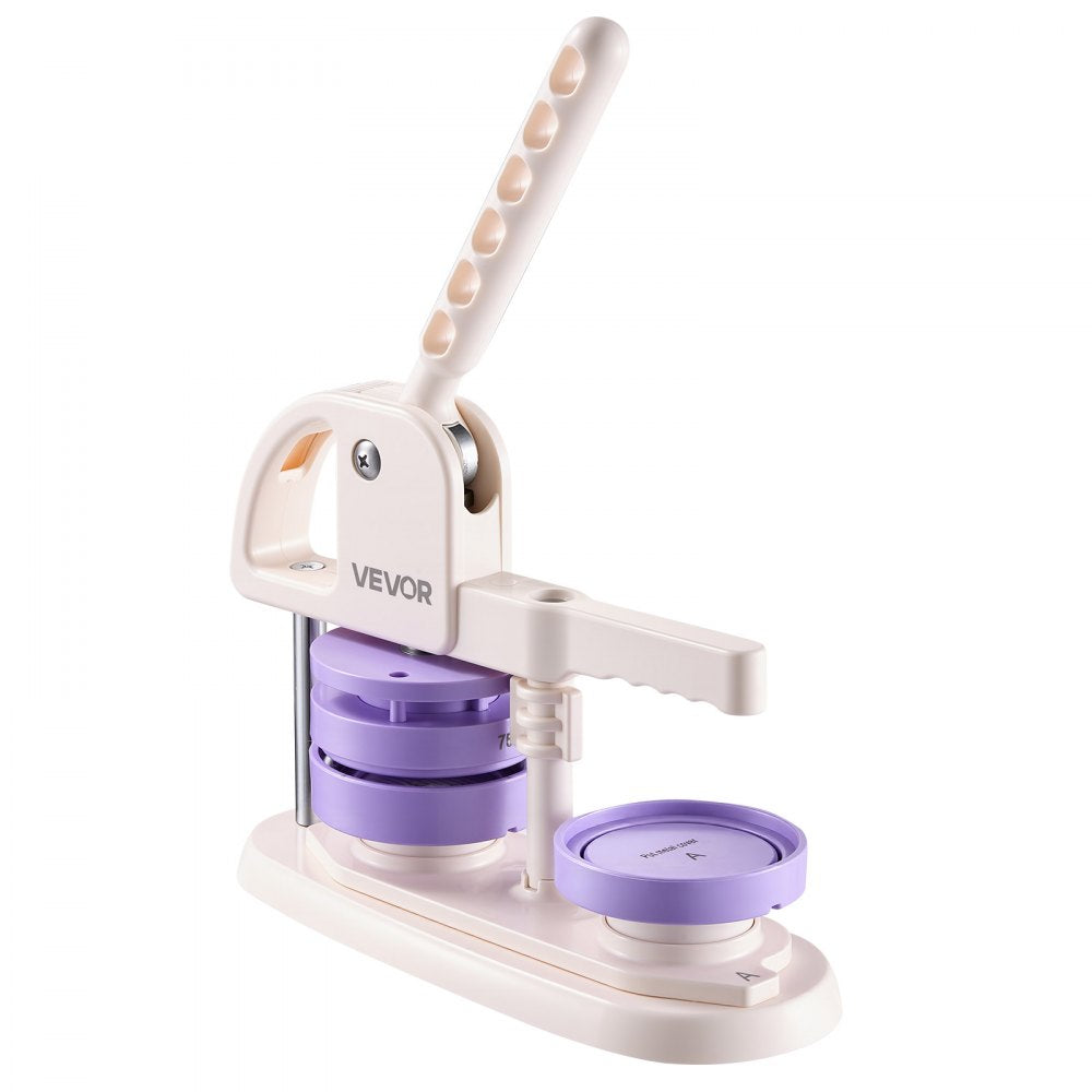 VEVOR Button Maker Machine, 1.25"/2.25"/3"(32/58/75 mm), Quick-Change Plastic Pin Maker with 300pcs Button Parts, Circle Cutter and Magic Book, Reinforced Handle, for DIY Badges, Pins, Key Chains