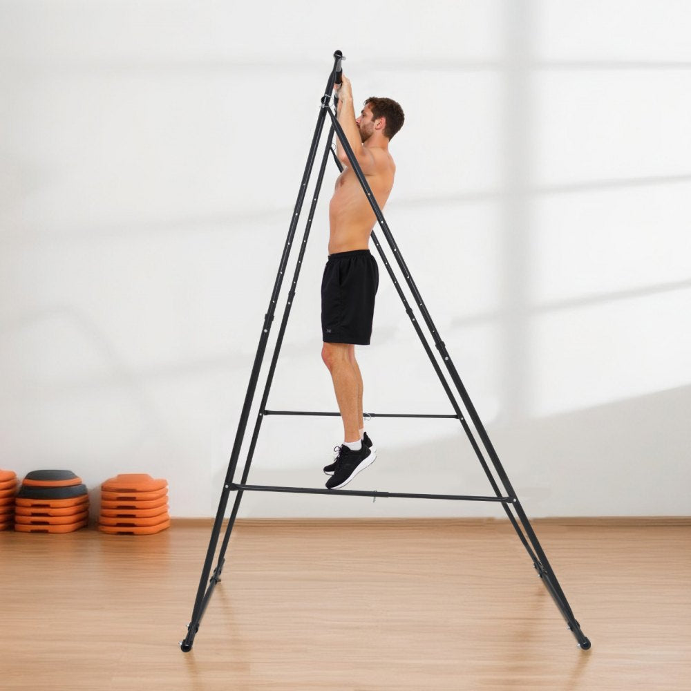 VEVOR Yoga Stand Frame, Max 440.9 lbs Load Swing Stand, Triangular Structure Aerial Rig, Aerial Silk Stands with EVA Foam & 6.6-yard Yoga Hammock, 4-Level Horizontal & 6-Level Vertical Adjustment