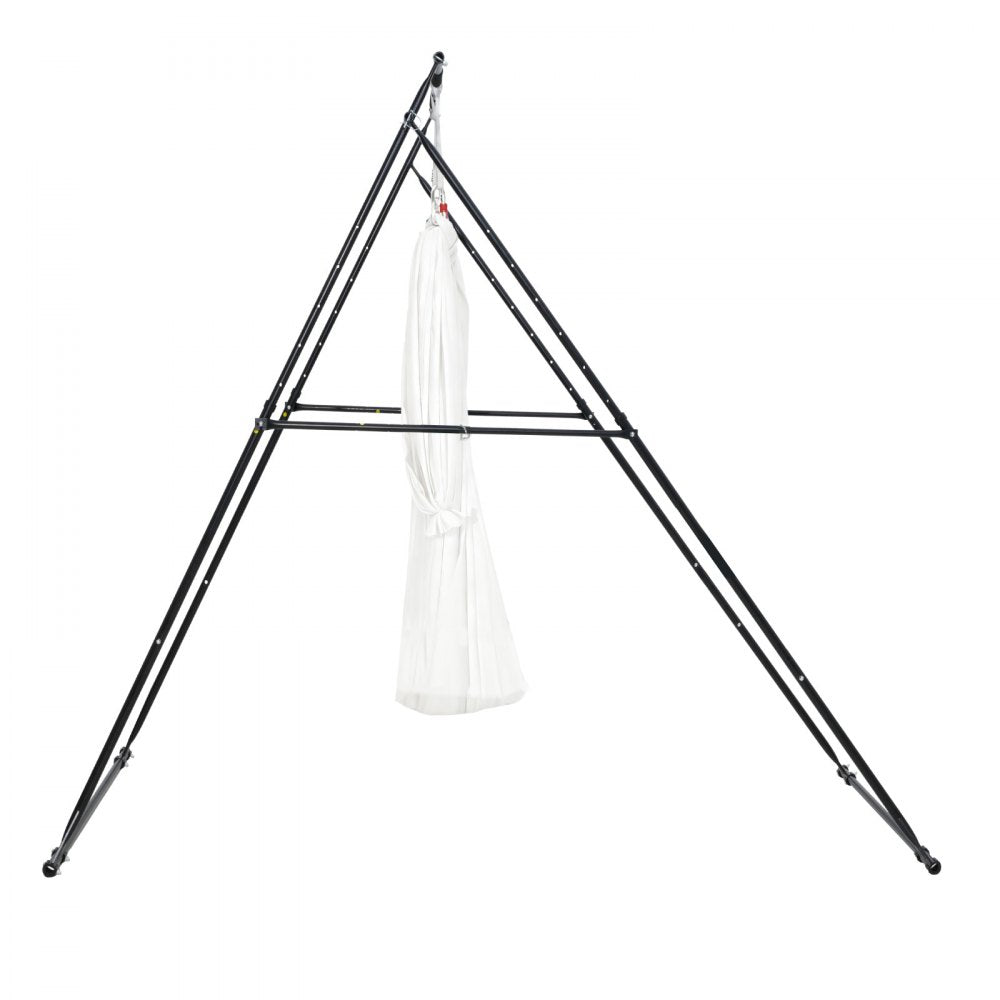 VEVOR Yoga Stand Frame, Max 440.9 lbs Load Swing Stand, Triangular Structure Aerial Rig, Aerial Silk Stands with EVA Foam & 6.6-yard Yoga Hammock, 4-Level Horizontal & 6-Level Vertical Adjustment