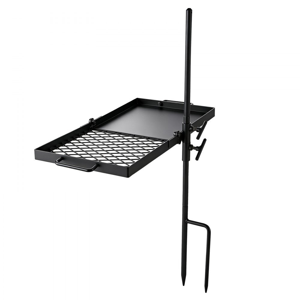 VEVOR Heavy Duty Swivel Campfire Grill, 24" Portable Camping Grill Grate & Griddle, Sturdy Steel BBQ Mesh, 360° Height Adjustable Over Fire Pit Equipment, for Outdoor Open Flame Cooking, Black