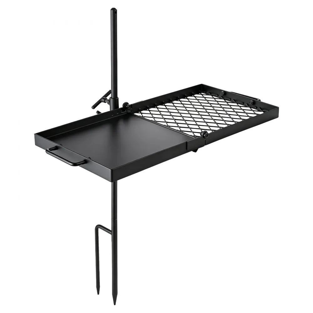 VEVOR Heavy Duty Swivel Campfire Grill, 24" Portable Camping Grill Grate & Griddle, Sturdy Steel BBQ Mesh, 360° Height Adjustable Over Fire Pit Equipment, for Outdoor Open Flame Cooking, Black