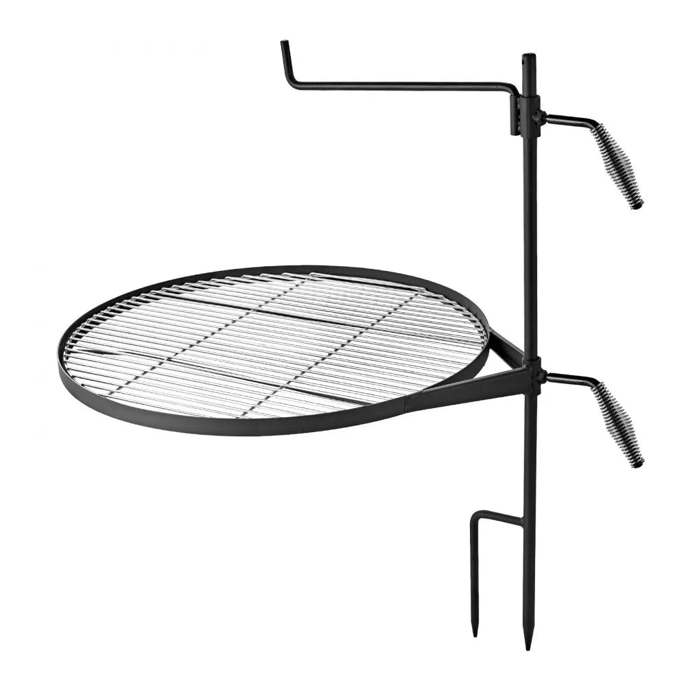 VEVOR Heavy Duty Swivel Campfire Grill, 24.4" Round Portable Camping Grill Grate, Sturdy Steel BBQ Mesh, 360° Height Adjustable Over Fire Pit with Support Rod, for Outdoor Open Flame Cooking, Black