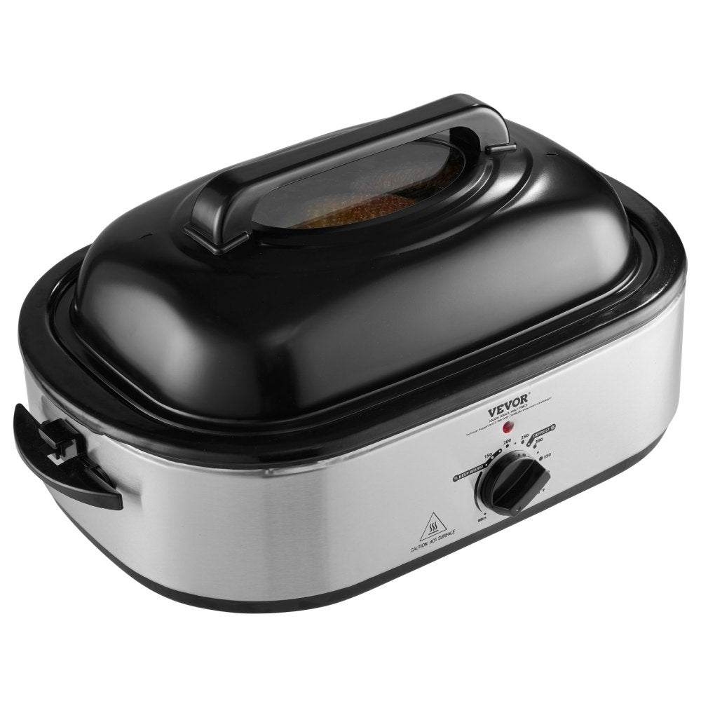 VEVOR Electric Roaster Oven, 18 QT Turkey Roaster Oven with Self-Basting Lid, 1450W Roaster Oven with Defrost & Warm Function, Adjustable Temperature, Removable Pan & Rack, Fits Turkeys Up to 22LBS