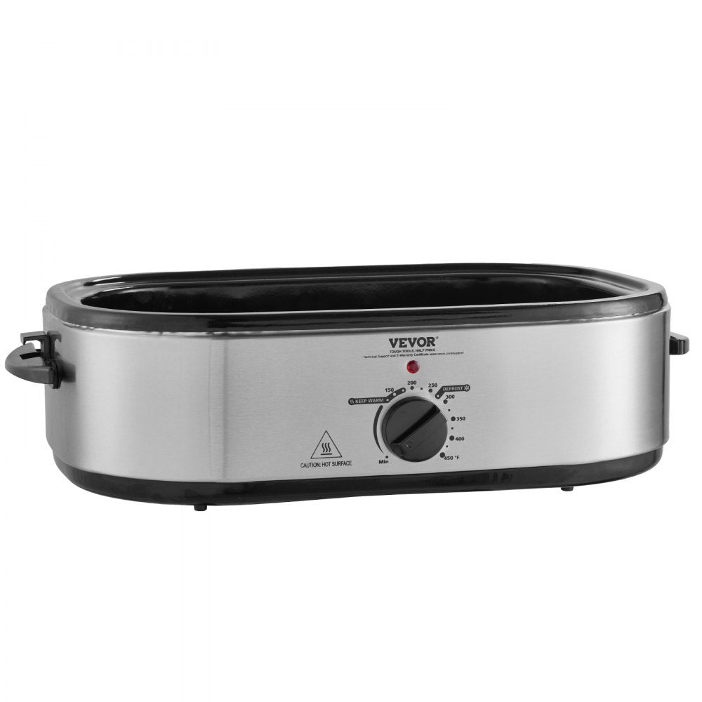 VEVOR Electric Roaster Oven, 18 QT Turkey Roaster Oven with Self-Basting Lid, 1450W Roaster Oven with Defrost & Warm Function, Adjustable Temperature, Removable Pan & Rack, Fits Turkeys Up to 22LBS