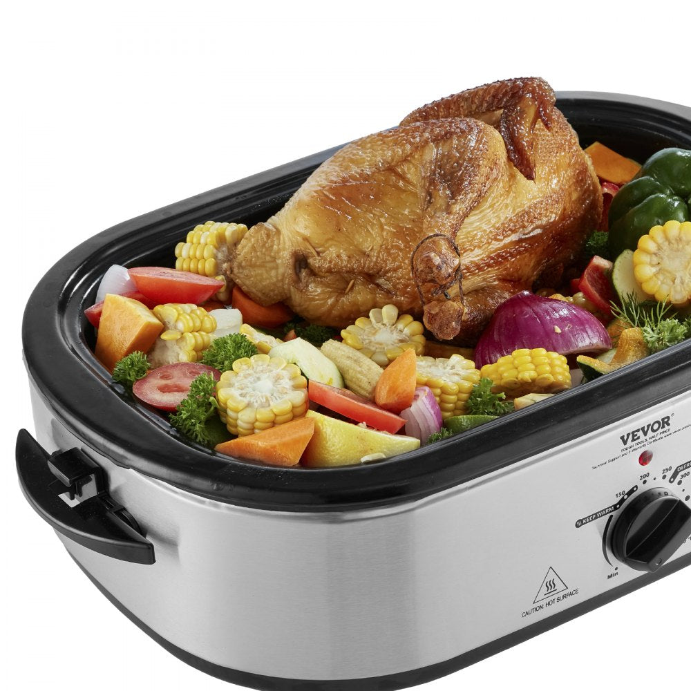 VEVOR Electric Roaster Oven, 18 QT Turkey Roaster Oven with Self-Basting Lid, 1450W Roaster Oven with Defrost & Warm Function, Adjustable Temperature, Removable Pan & Rack, Fits Turkeys Up to 22LBS
