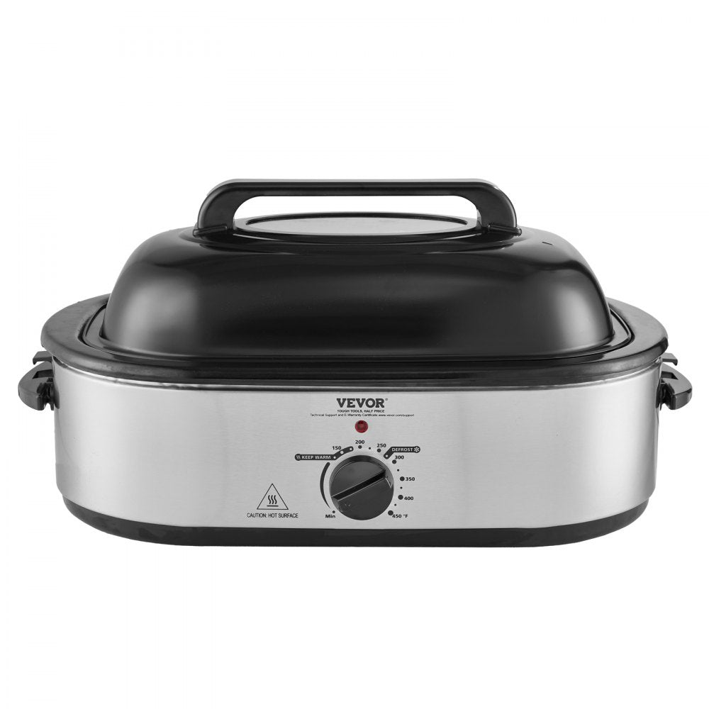 VEVOR Electric Roaster Oven, 18 QT Turkey Roaster Oven with Self-Basting Lid, 1450W Roaster Oven with Defrost & Warm Function, Adjustable Temperature, Removable Pan & Rack, Fits Turkeys Up to 22LBS