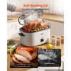 VEVOR Electric Roaster Oven, 26 Qt, Turkey Roasting Pan, White, 1450W Power, Viewing Self-Basting Lid, 150-450°F Heat Control, Countertop Turkey Cooker with Defrost/Warm, Removable Pan and Rack