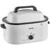 VEVOR Electric Roaster Oven, 26 Qt, Turkey Roasting Pan, White, 1450W Power, Viewing Self-Basting Lid, 150-450°F Heat Control, Countertop Turkey Cooker with Defrost/Warm, Removable Pan and Rack