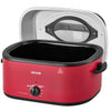 VEVOR Electric Roaster Oven, 24 Qt, Turkey Roasting Pan, Red, 1450W Power, Viewing Self-Basting Lid, 150-450°F Heat Control, Countertop Turkey Cooker with Defrost/Warm, Removable Pan and Rack