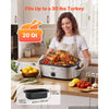 VEVOR Electric Roaster Oven, 20 Qt 1450W, Turkey Roasting Pan, Metal Self-Basting Lid, 150-450°F Adjustable Heat, Countertop Turkey Cooker with Defrost and Warm Functions, Removable Pan and Rack