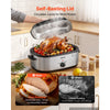 VEVOR Electric Roaster Oven, 20 Qt 1450W, Turkey Roasting Pan, Metal Self-Basting Lid, 150-450°F Adjustable Heat, Countertop Turkey Cooker with Defrost and Warm Functions, Removable Pan and Rack
