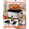 VEVOR Electric Roaster Oven, 24 Qt 1450W, Turkey Roasting Pan, 3 Food Trays, Buffet Server, Self-Basting Lid, 150-450°F Heat Control, Countertop Turkey Cooker with Roasting, Warming and Removable Rack