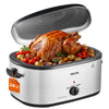 VEVOR Electric Roaster Oven, 24 Qt 1450W, Turkey Roasting Pan, 3 Food Trays, Buffet Server, Self-Basting Lid, 150-450°F Heat Control, Countertop Turkey Cooker with Roasting, Warming and Removable Rack