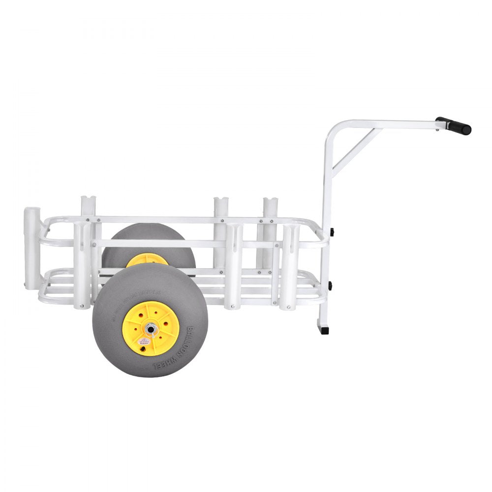 VEVOR Beach Fishing Cart 200 lbs Load Capacity Fishing Cart Wagon with Heavy-Duty Carbon Steel Frame 13-Inch All-Terrain Pu Balloon Tires 7 Rod