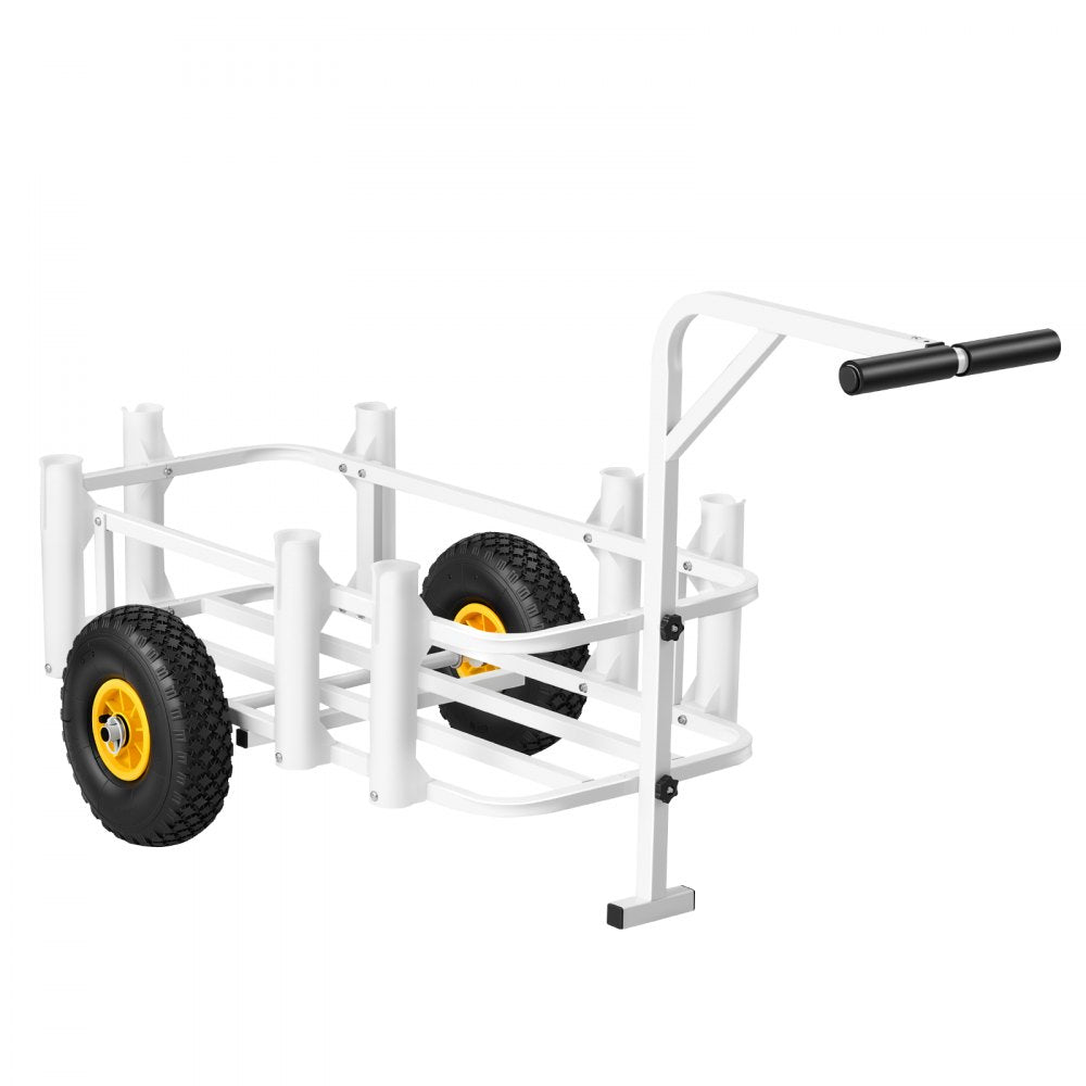 VEVOR Beach Fishing Cart, 200 lbs Load Capacity, Fishing Cart Wagon with Heavy-Duty Carbon Steel Frame, 11 in All-Terrain Tires, 7 Rod Holders, Easy to Clean, for Outdoor Activities Camping Picnic