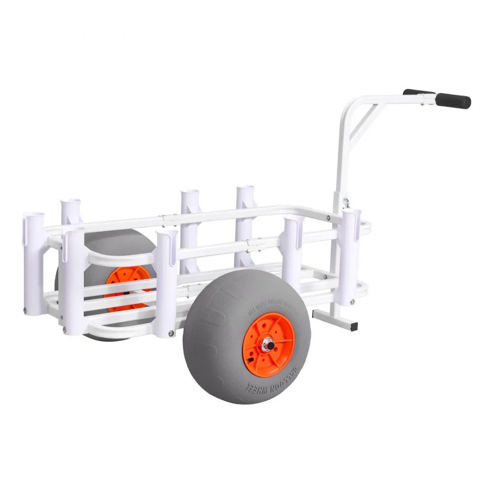VEVOR Beach Fishing Cart, 300 lbs Load Capacity, Fishing Cart Wagon with Heavy-Duty Aluminum Alloy Frame, 13-Inch All-Terrain PU Balloon Tires, 8 Rod Holders, for Outdoor Activities Camping Picnic